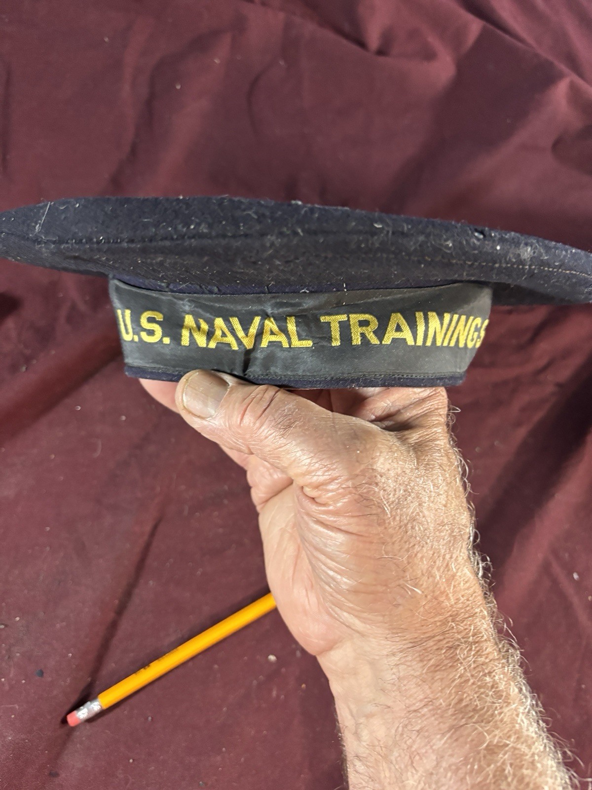 WWII Rare- US Naval Training Station Flat Hat US Navy  Named: J Culp