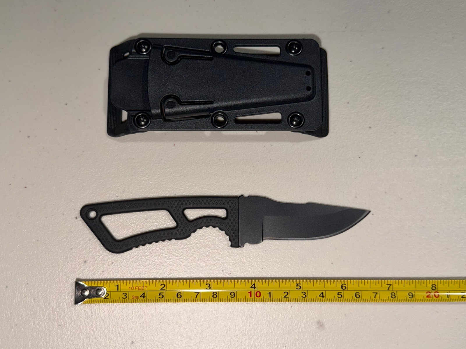 HUANG FU Fixed Blade Knife Black Outdoor Camping EDC Knife w/ Sheath