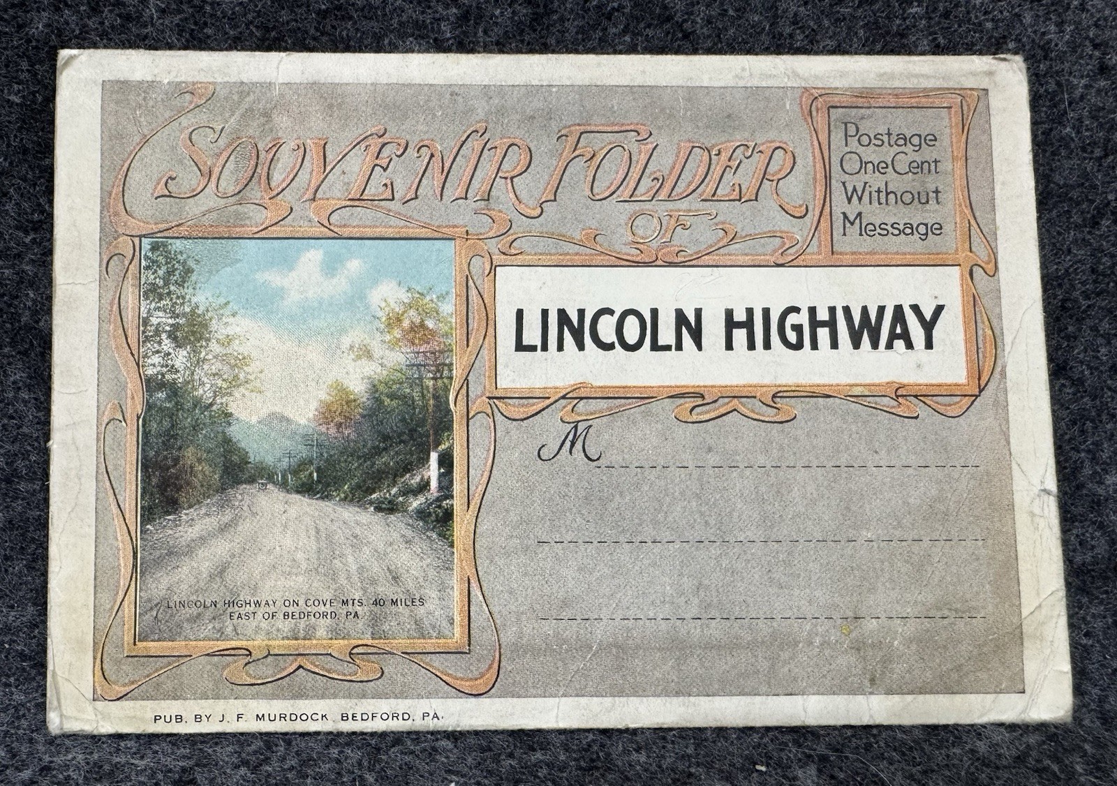 EARLY Souvenir Folder of The Lincoln Highway Folding Postcard Booklet 19 Images