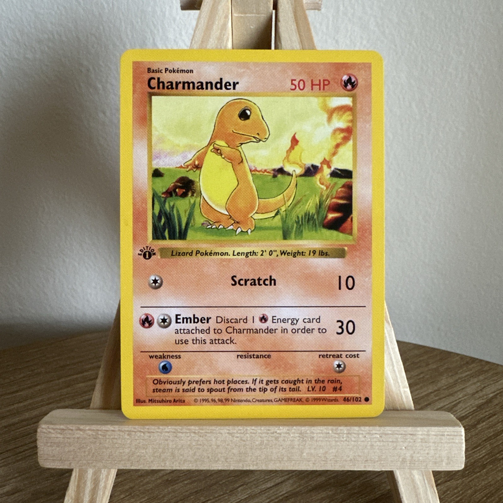 Pokemon Charmander 46/102 Base Set 1st Edition 1999 English Shadowless EX