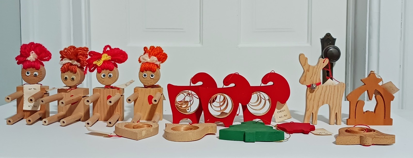 Vintage Christmas Lot Of 13 Swedish Wood Dala Sheep Bird Scandinavian Ornament