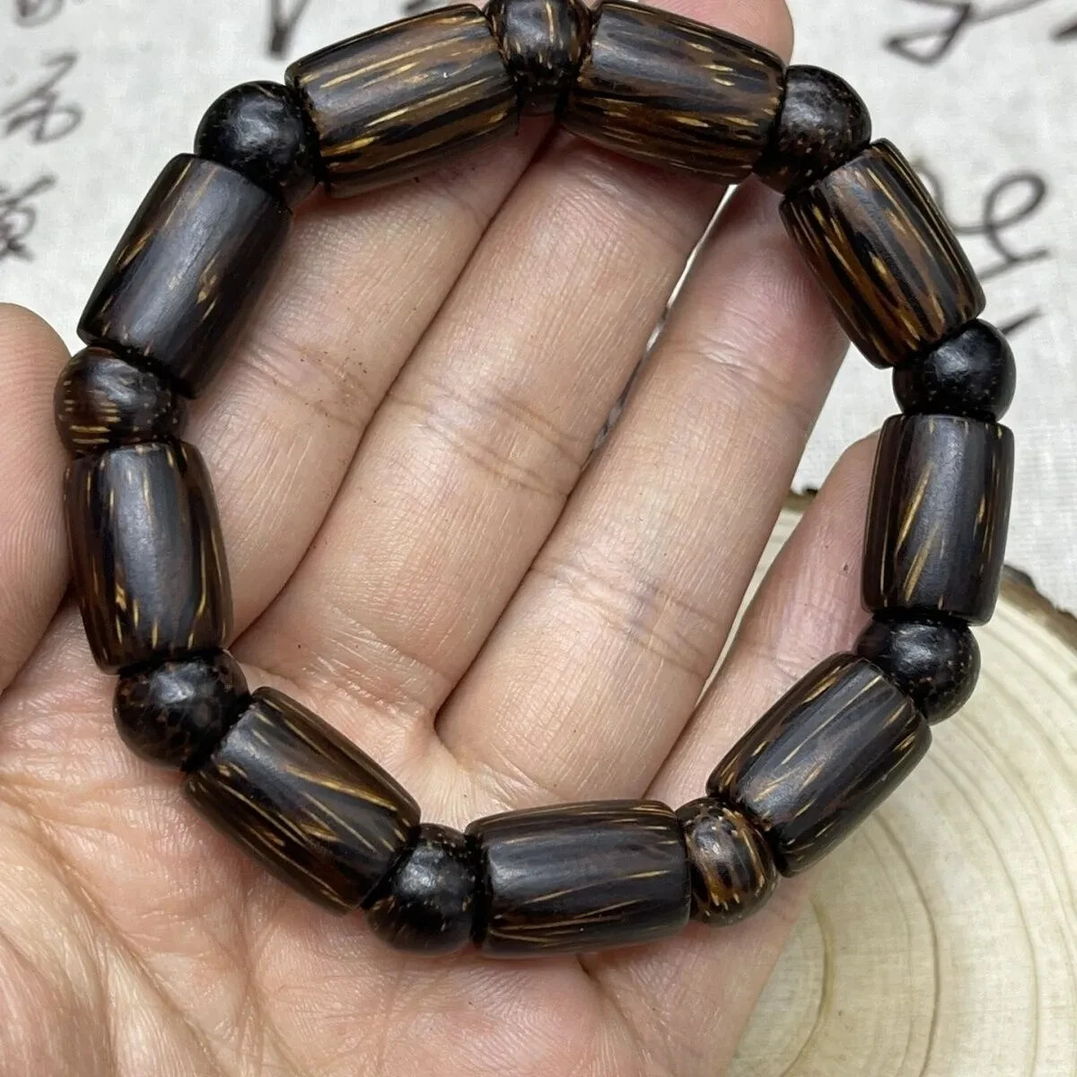 Natural Grade A Agarwood Bucket Beads Men Woman Lucky Single Circle Bracelet