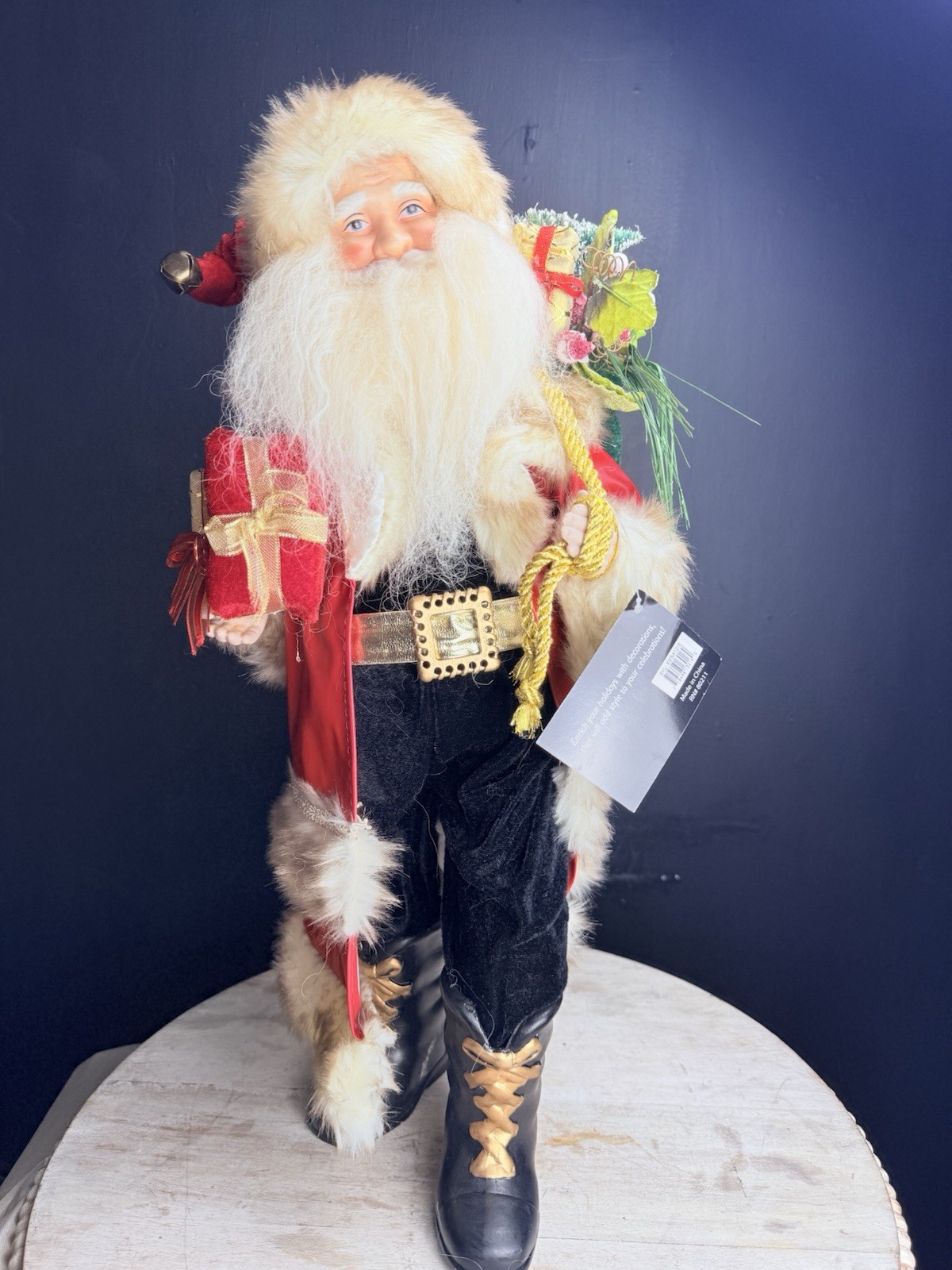 Shavel Home Luxurious Santa Claus Figurine 20” Tall NWT 2016 Standing W/ Fur