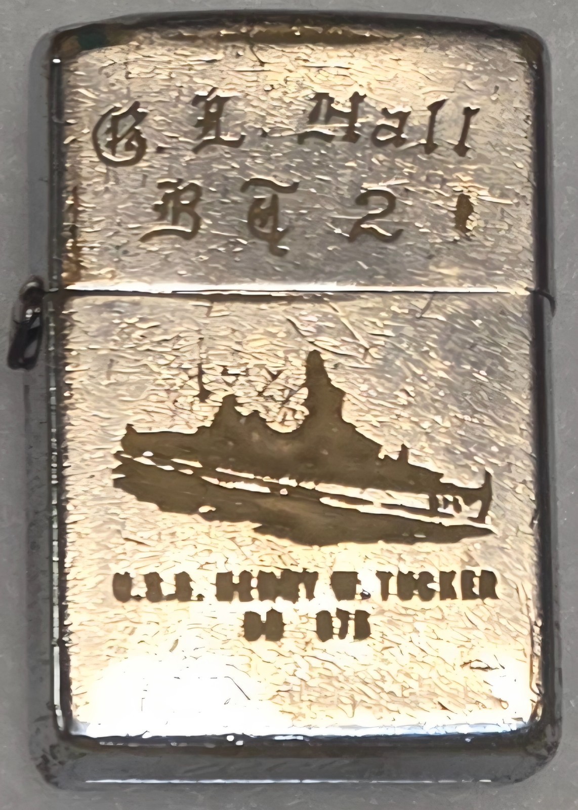 Vintage Metal Zippo, USS Henry W. Tucker DD-875, Double Sided, Destroyer Ship