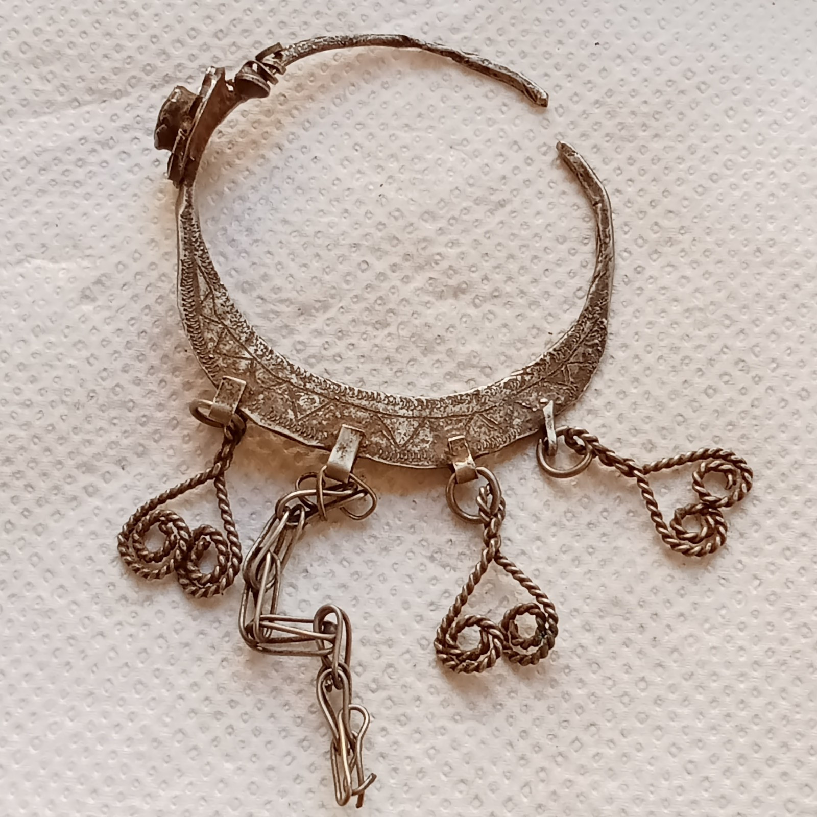Unique Ancient Roman Silver  Pendant Amulet with stone Circa 2nd.-3rd.  AD