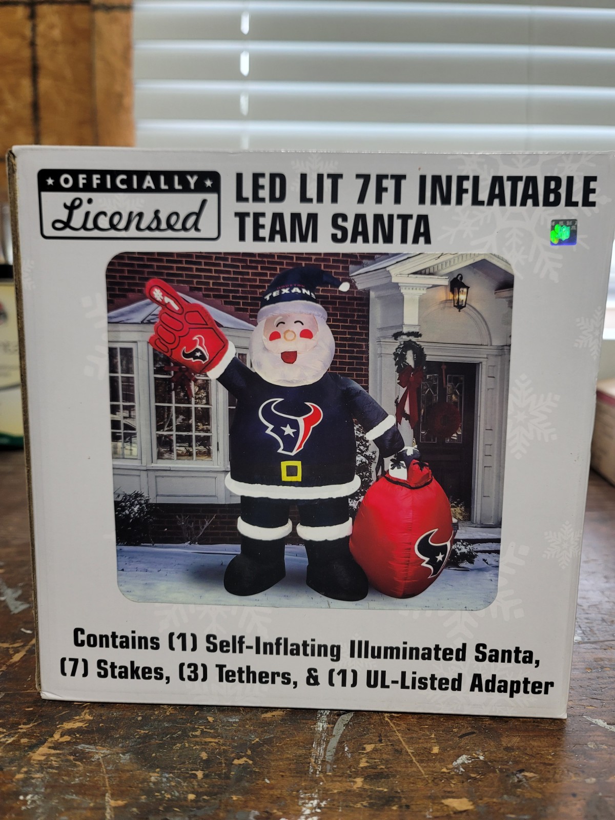 Houston Texans NFL 7 ft Inflatable Light Up Blow Up Christmas Santa Claus NIB