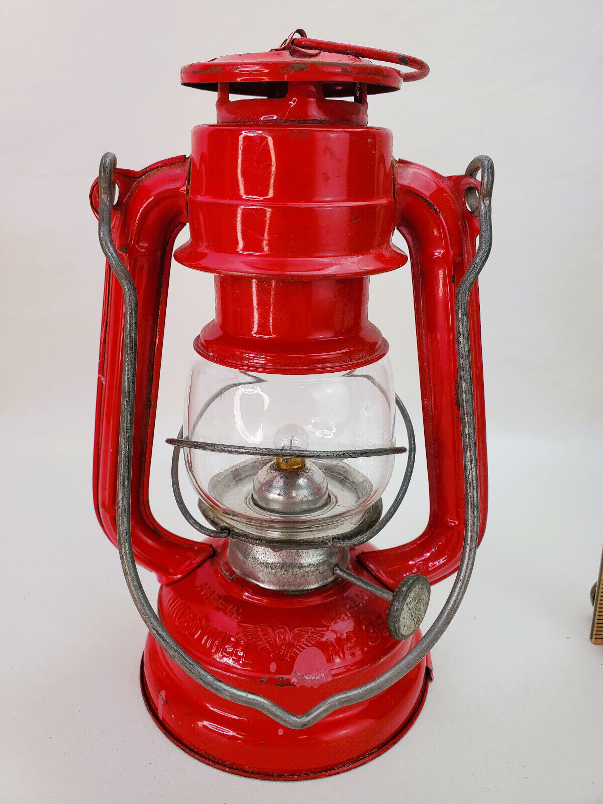 RARE Vintage Winged Wheel no. 350 Lantern Battery Operated Red Tested Works