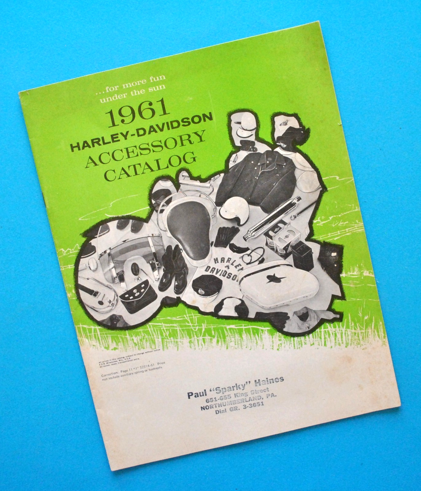 1961 Harley Davidson Accessory Catalog Book EL FL FLH K XL XLH XLCH Sportster GA