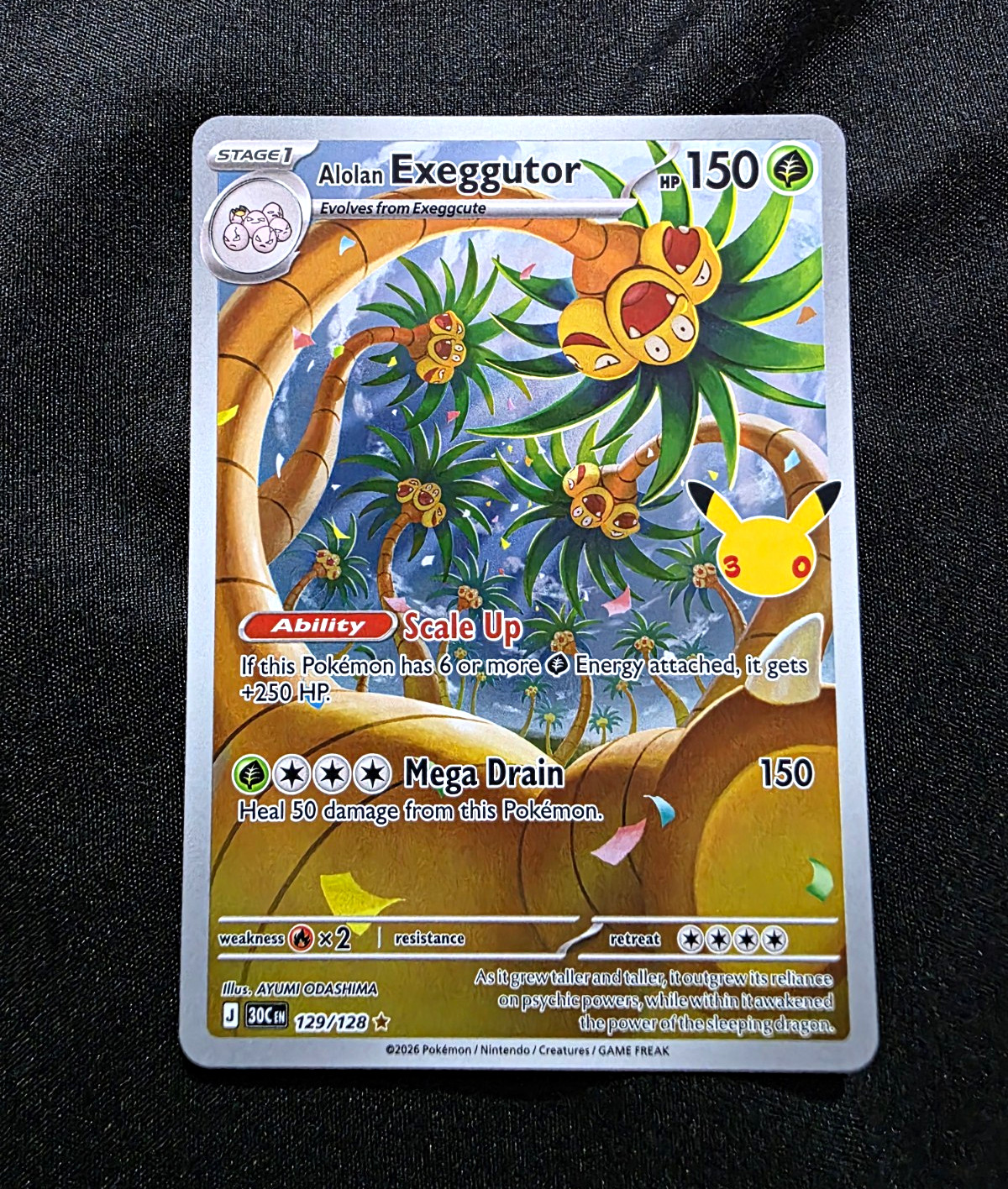 Nintendo Alolan Exeggutor 129/128 30th Anniversary Rare Holo Stage 1 HP150