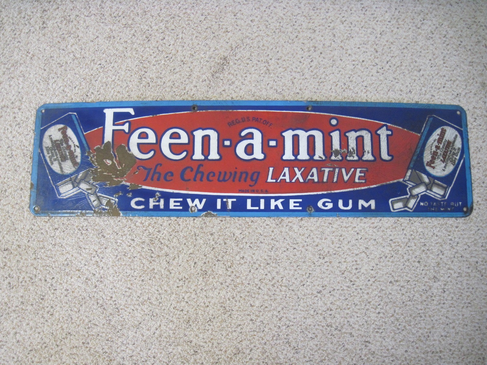 ORIGINAL VINTAGE FEEN A MINT PORCELAIN SIGN CHEW IT LIKE GUM 8 ORIGINAL VINTAGE FEEN A MINT PORCELAIN SIGN CHEW IT LIKE GUM 8