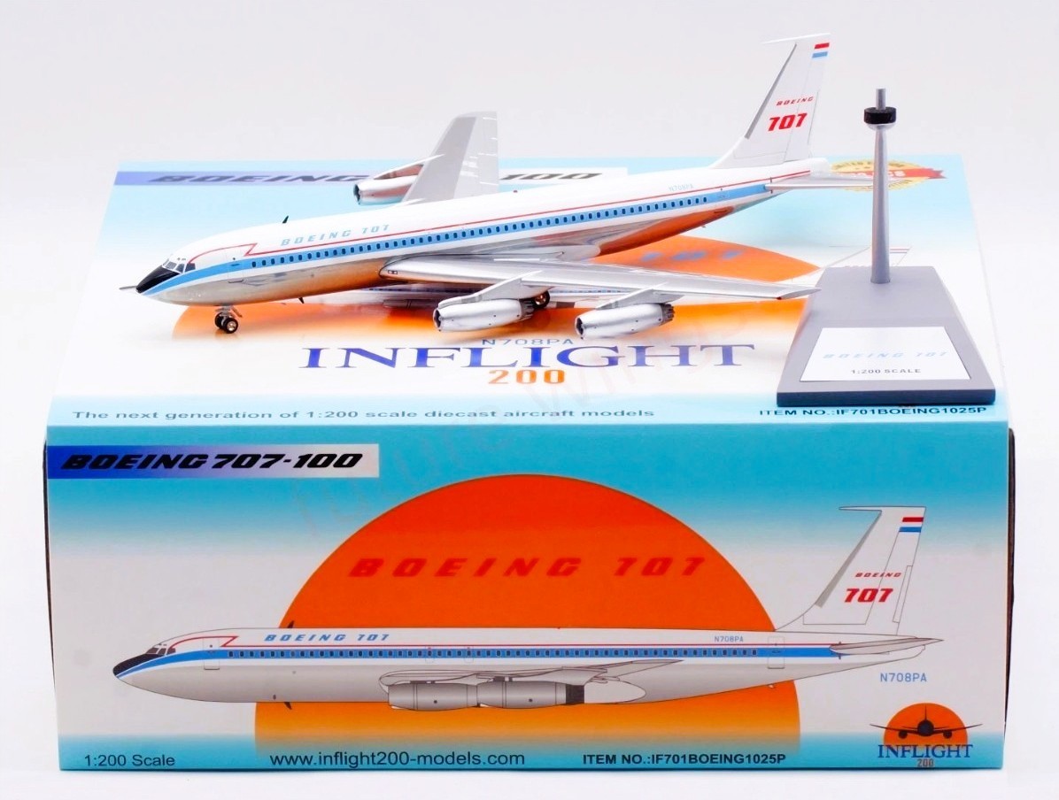 Inflight IF701BOEING1025P Boeing 707-100 House Color N708PA Diecast 1/200 Model