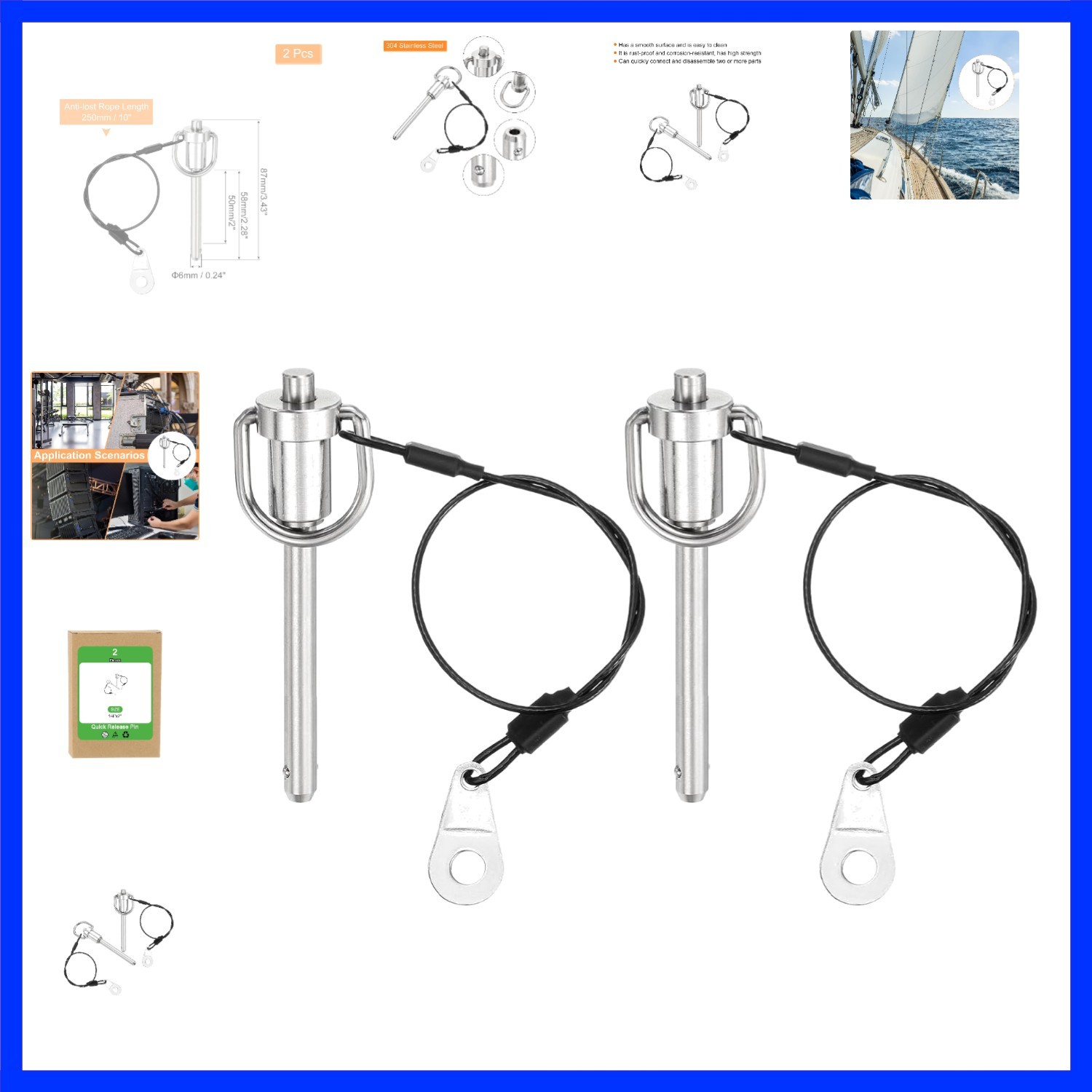 2 Pcs Quick Release Pin, 1/4\
