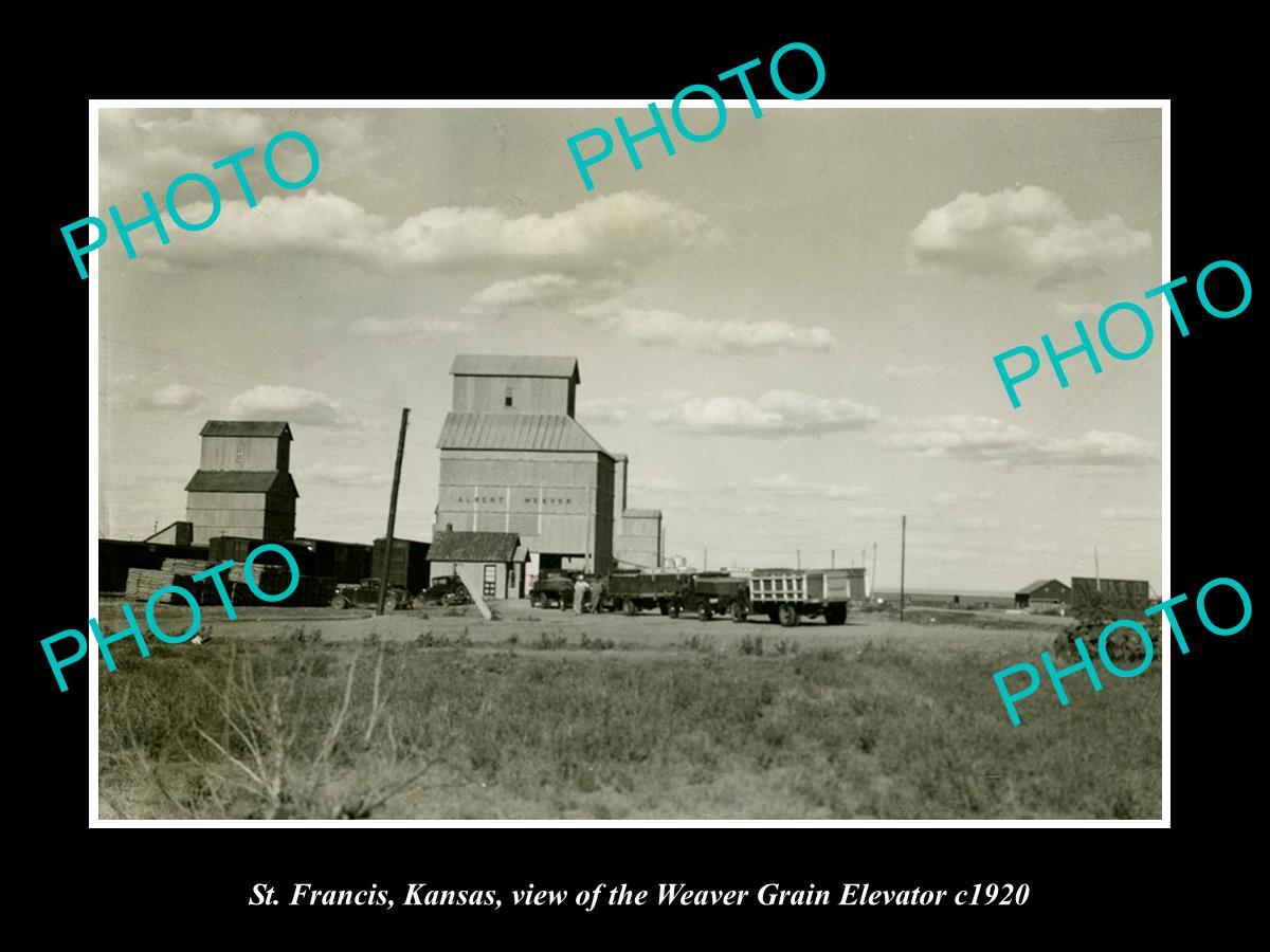OLD LARGE HISTORIC PHOTO OF ST FRANCIS KANSAS THE WEAVER GRAIN ELEVATOR c1920