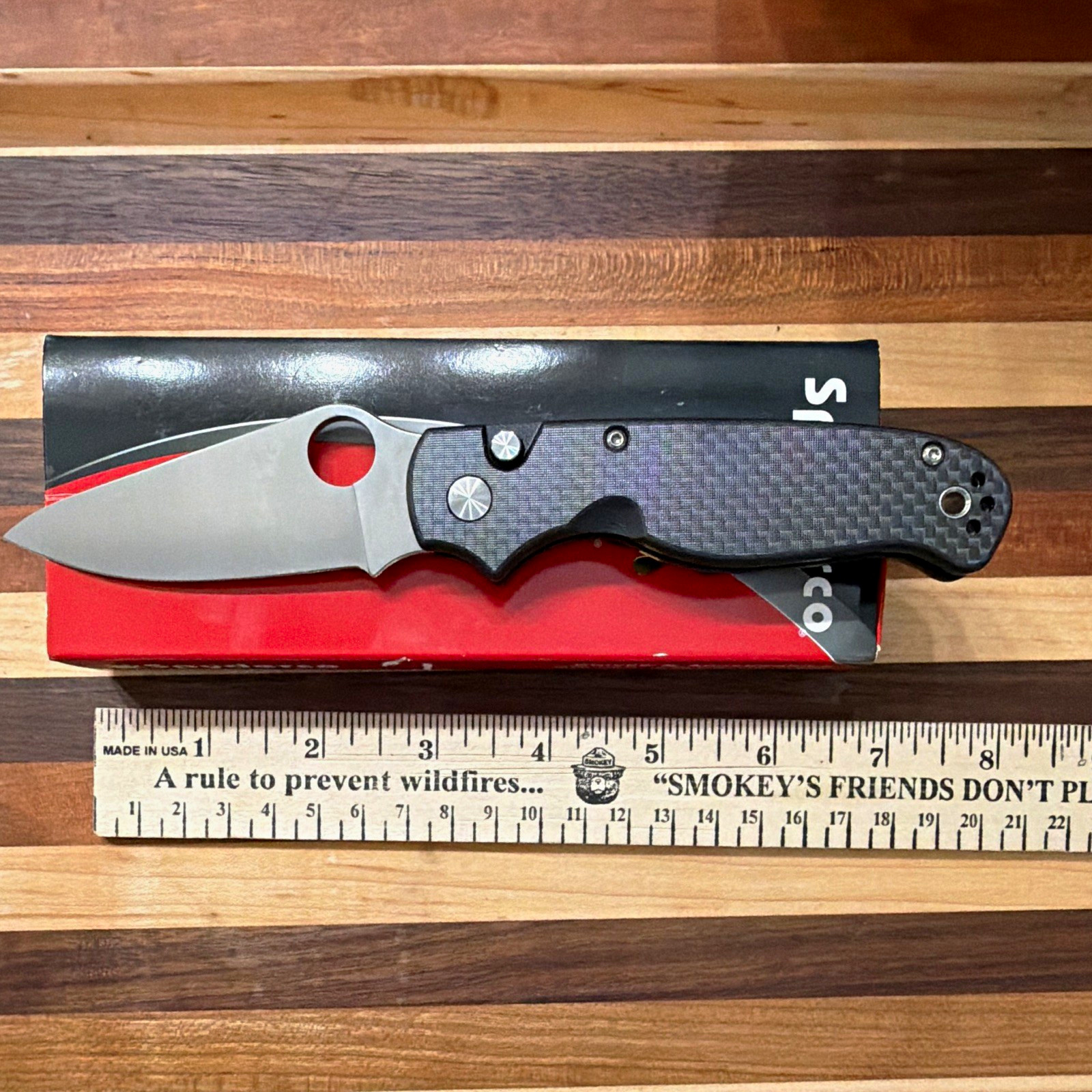 Spyderco C275CFP Button Lock Para 3 Manual Plain Drop Point Carbon Fiber