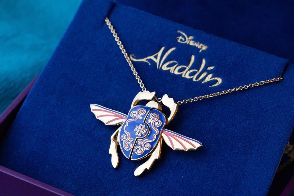 NEW RARE Disney x RockLove Aladdin Unlocking Scarab Necklace 925 Silver/Enamel