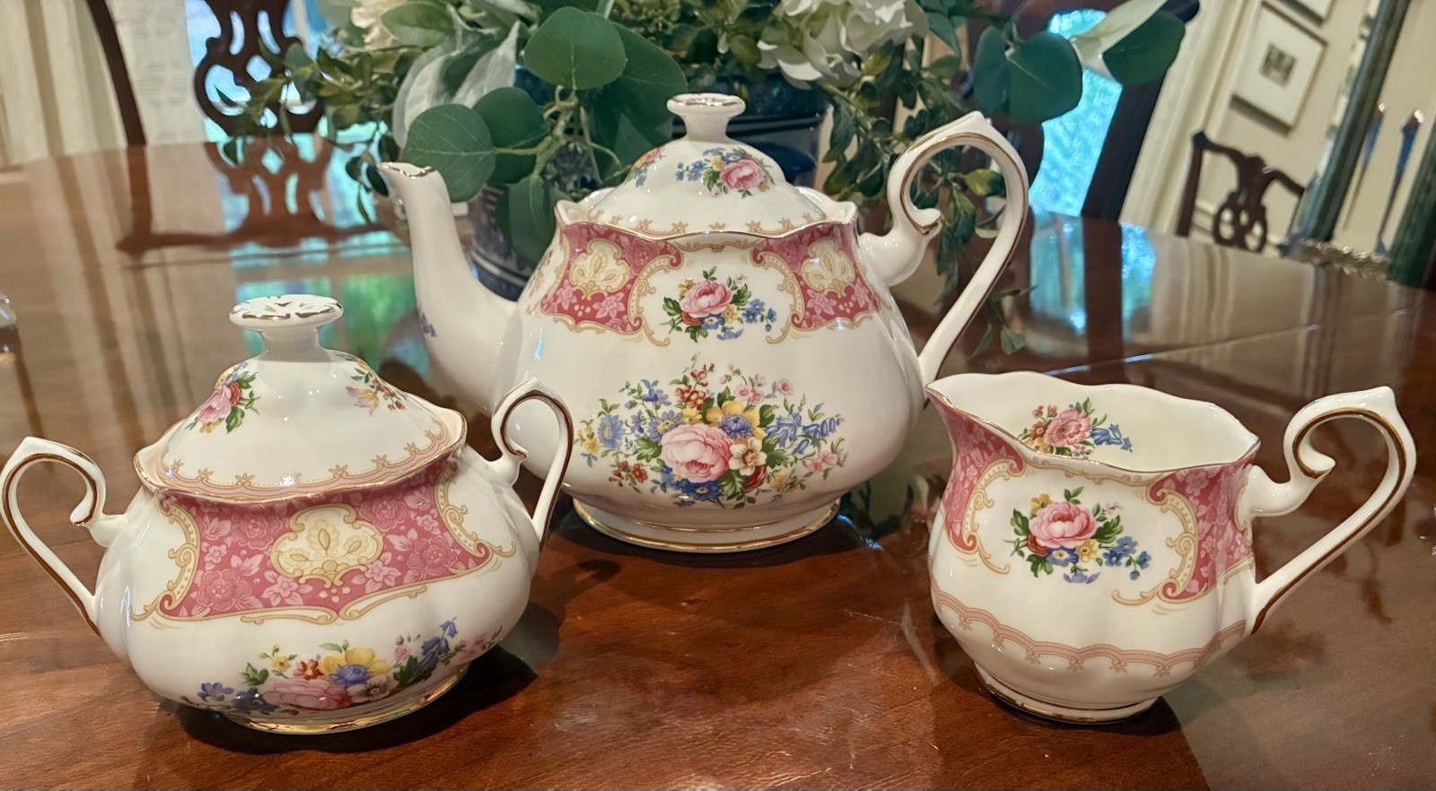 Royal Albert “Lady Carlyle”  Teapot,  Creamer & Sugar Bowl -Bone China New Other