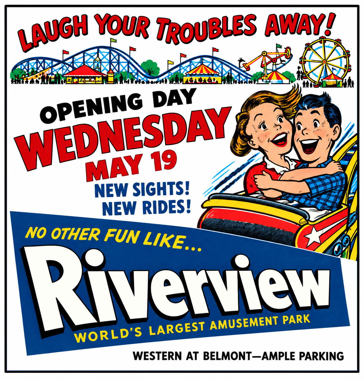 Vintage Riverview Amusement Park Ad Magnet – Chicago, Illinois