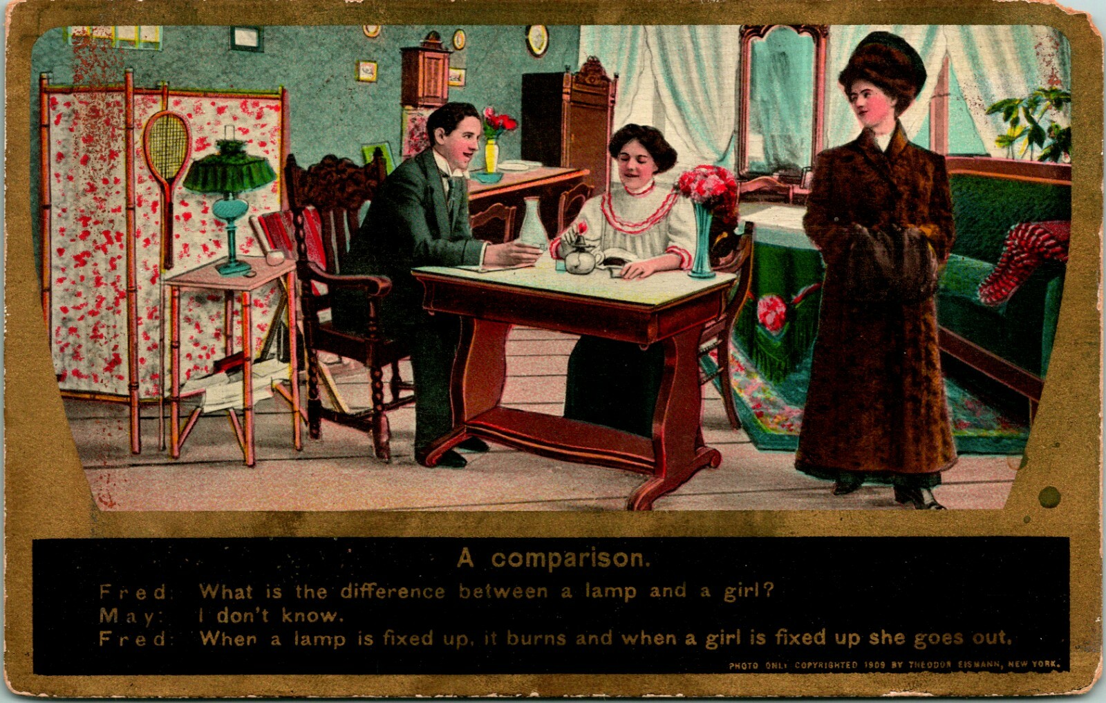 Vtg Postcard 1909 Comic \