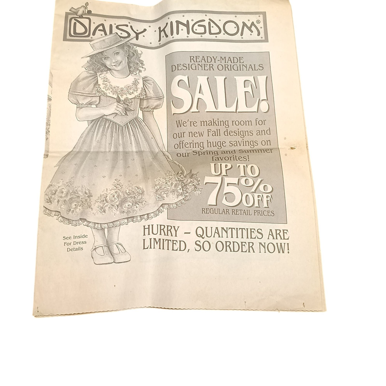 Daisy Kingdom Vintage 1993 Catalog Advertisement For Girls Dresses & Patterns