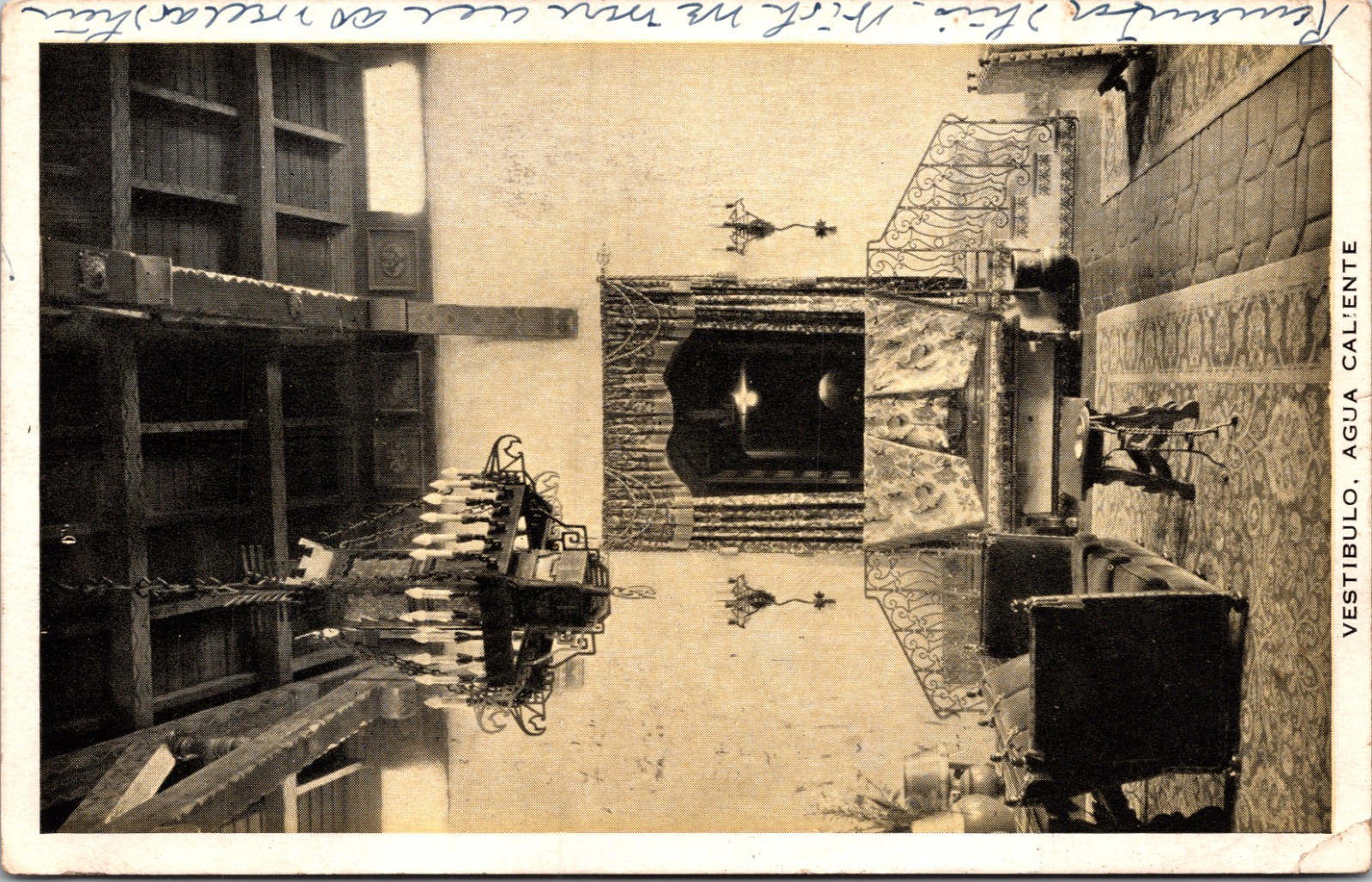 Hotel Agua Caliente Lobby Vestibule  Tijuana Mexico WB Postcard XM25