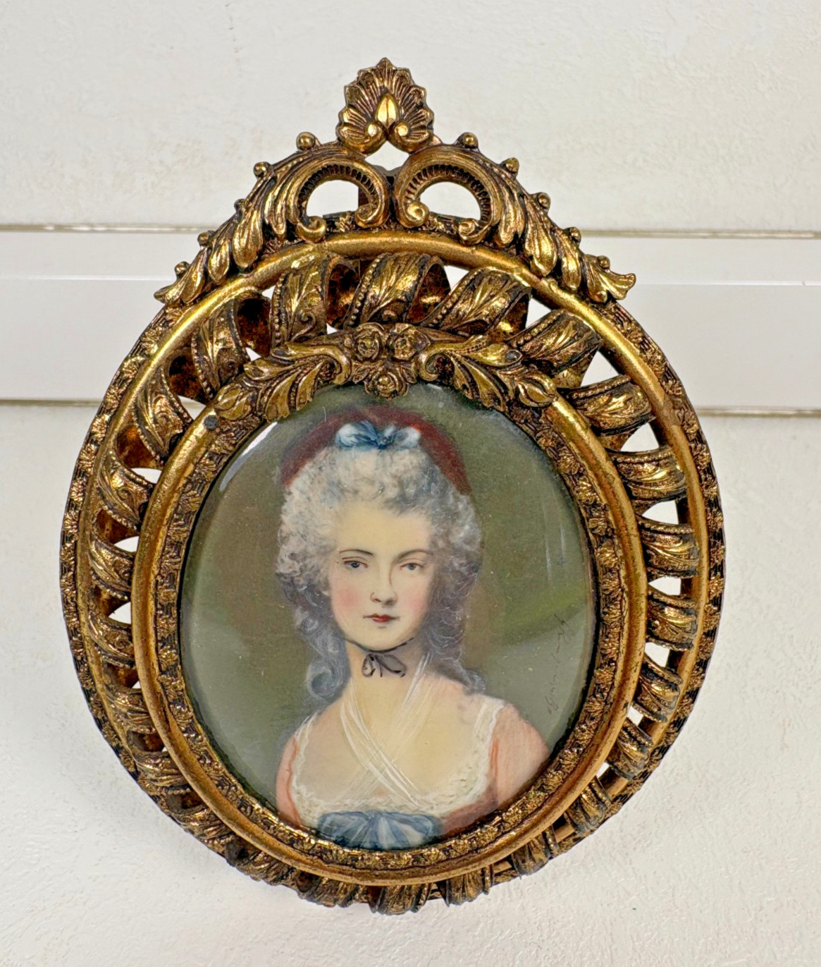 Antique French Louis XVI Gilt Picture Frame Signed Mary Robinson Portrait