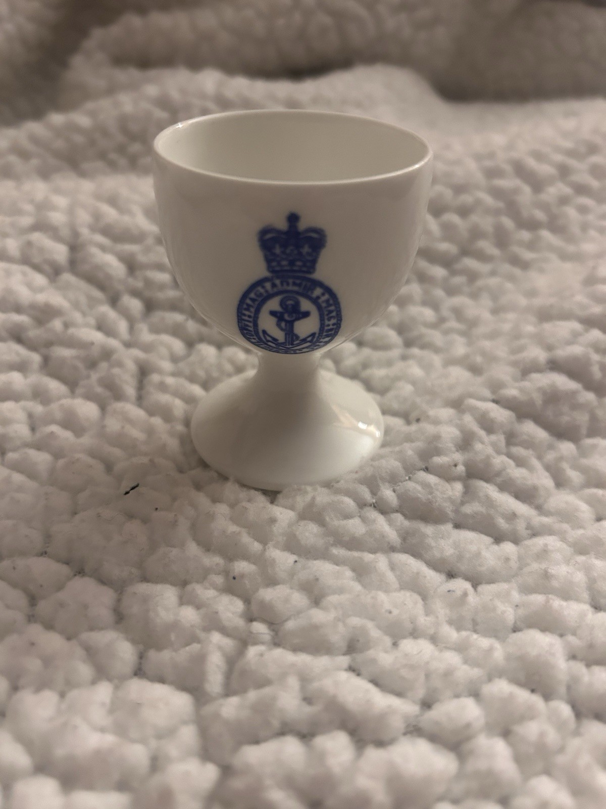 Vintage 1957 Coalport bone china egg cup British Royal Navy crest