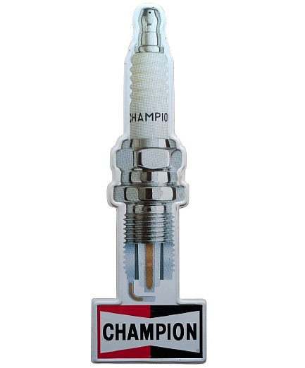 Champion Spark Plugs Sign Embossed Garage Mancave Wall Art Metal Tin Ornament