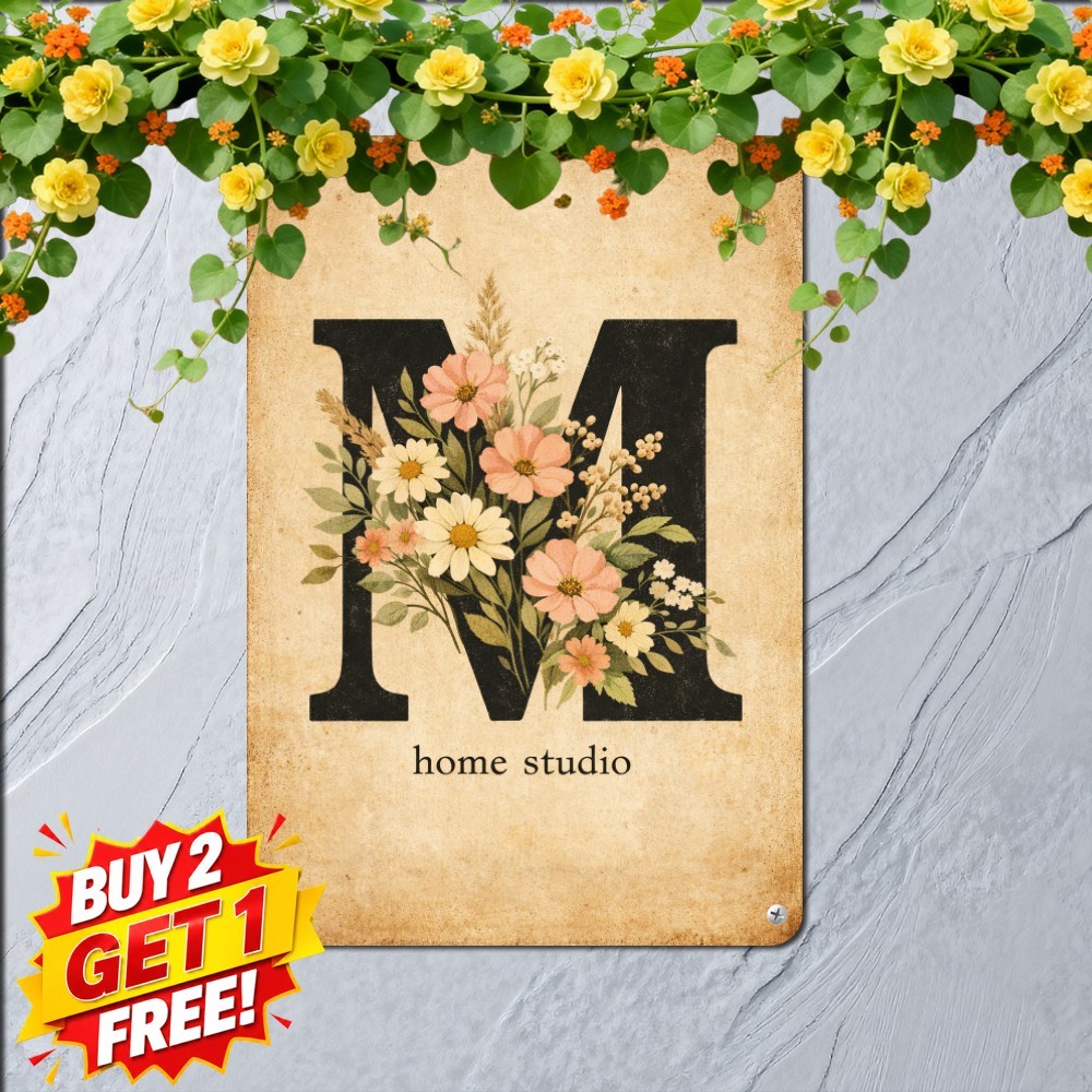 Personalized Monogram Letter W Custom Family Plaque Retro Metal Tin Sign