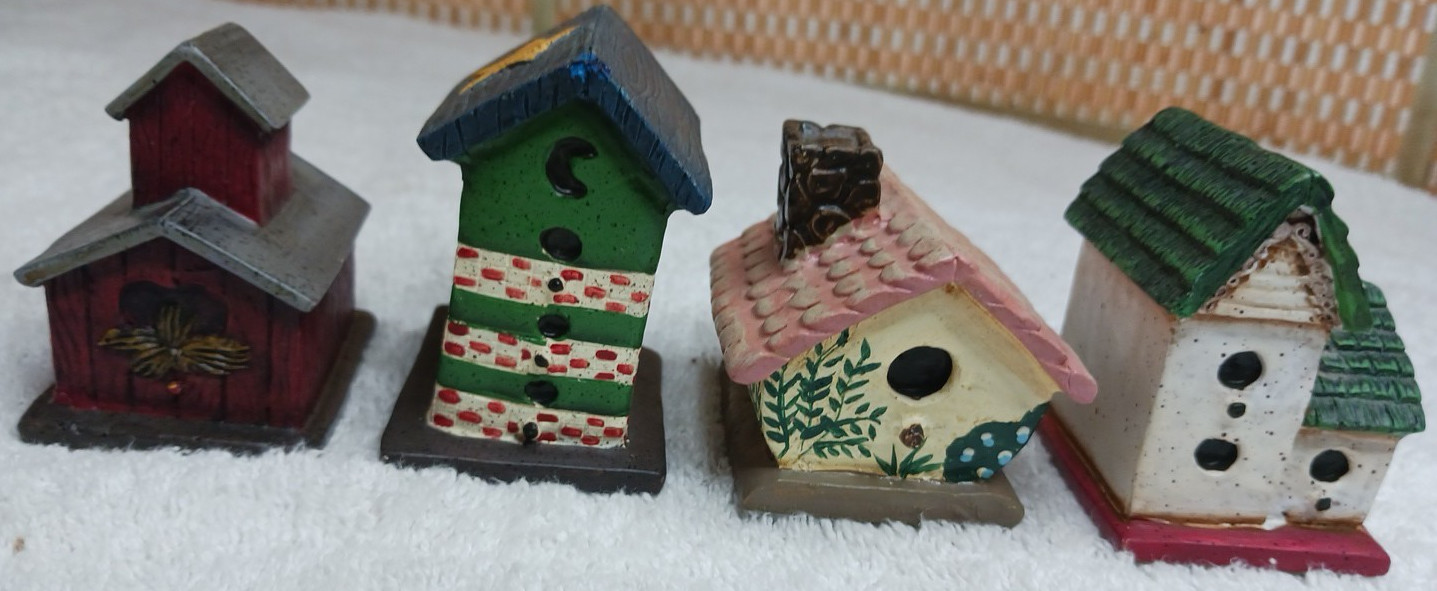 Vtg Dianna Marcum Birdhouse House Painted Figurines Decor 3\