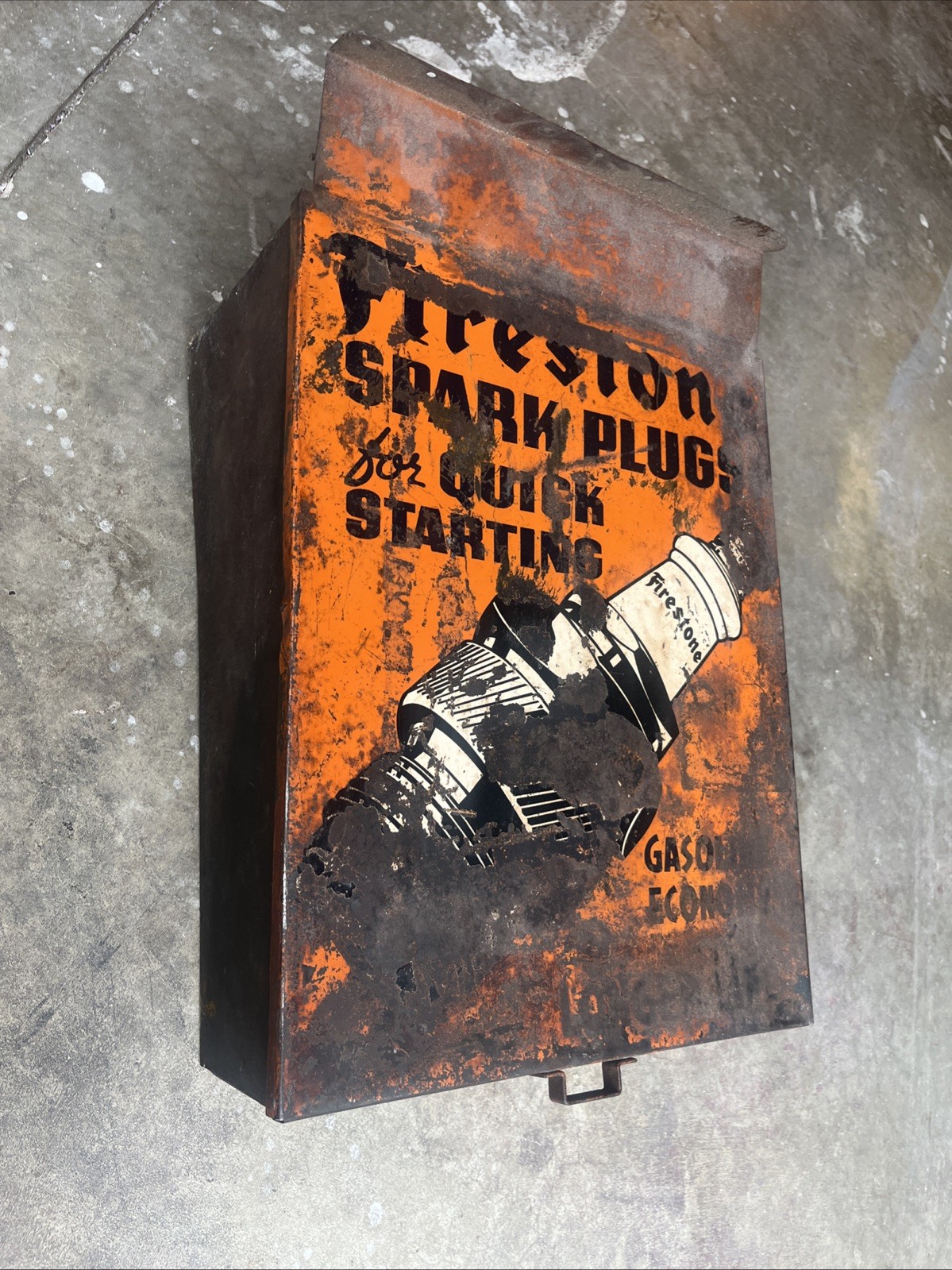 Vintage Original 1930s Firestone Service And Spark Plug Metal Cabinet Very Rare