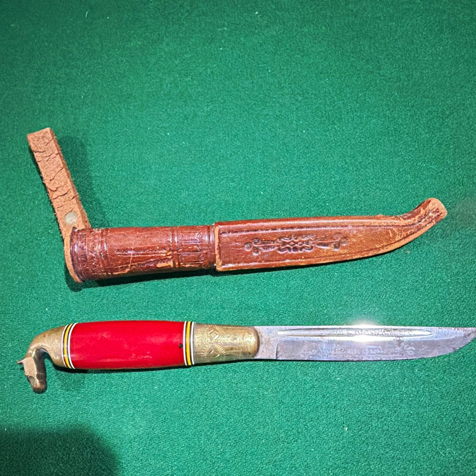 Vintage Finnish horsehead puukko knife, handcrafted