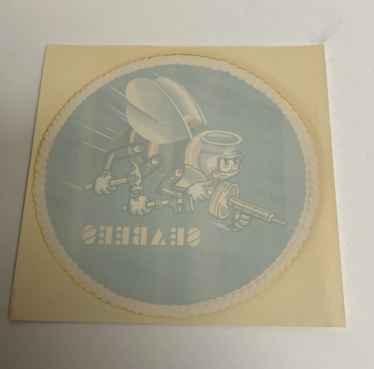 Original 1961 Large Seabees Varnish / Water Transfer Decal 7