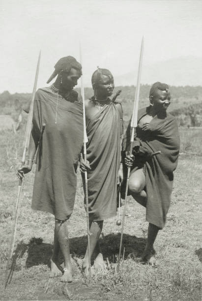 Young Masai men Tanzania circa 1905 Old Photo