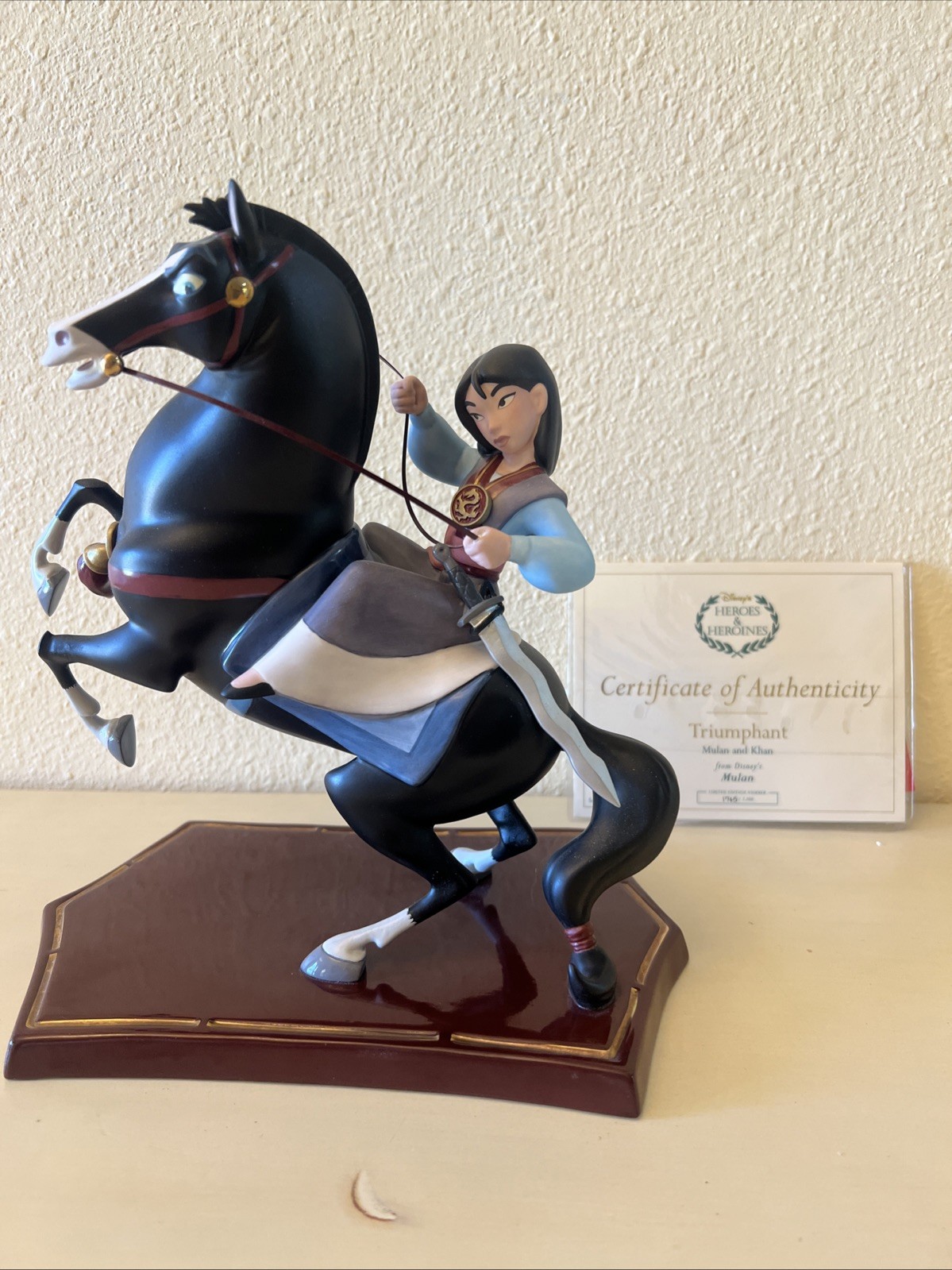 WDCC Triumphant Mulan Khan Mulan Box & COA Limited Edition #1765/2000