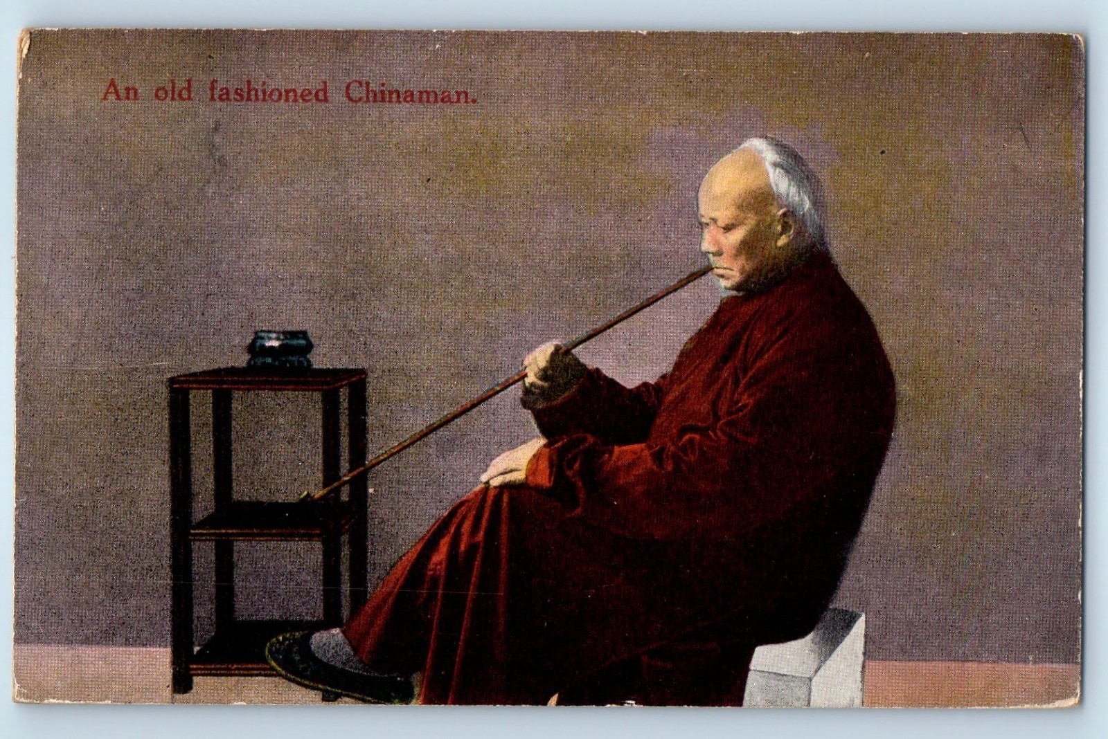 c1910\'s An Old Fashioned Chinaman Shanghai China Antique Posted Postcard