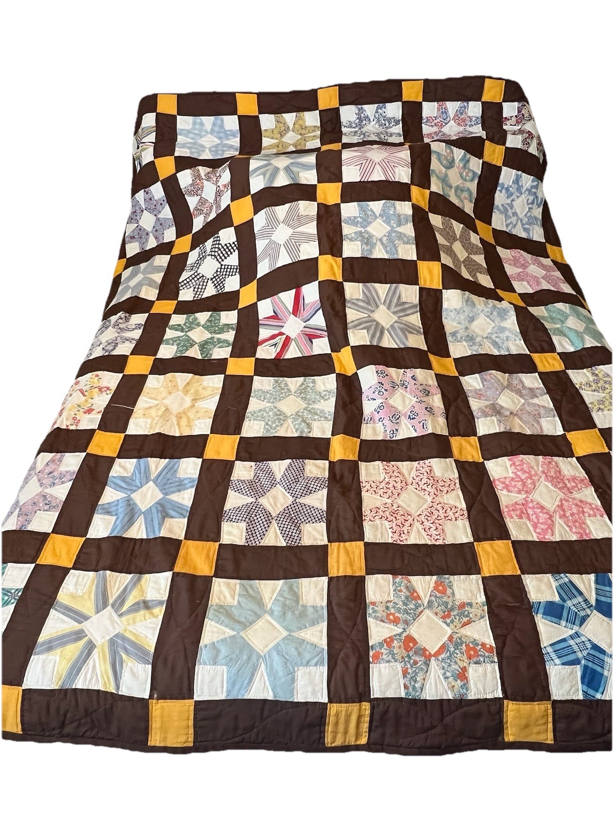 Vintage Handmade Star Quilt 85 X 73 Small Signs Of Wear Plenty Of Use Left
