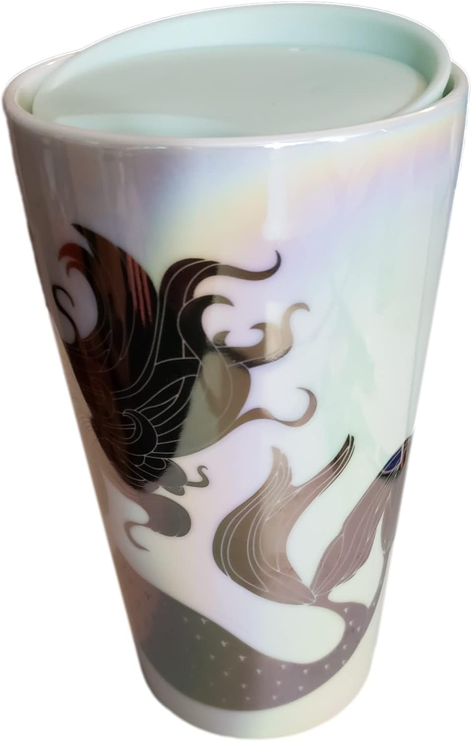 Starbucks Winter 2021 Ceramic Tumbler Pearl White Iridescent Siren Mermaid 12oz