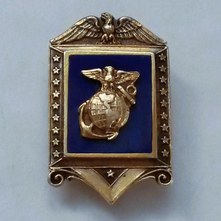WWII VTG Sterling & Enamel US Marine Corps Insignia 