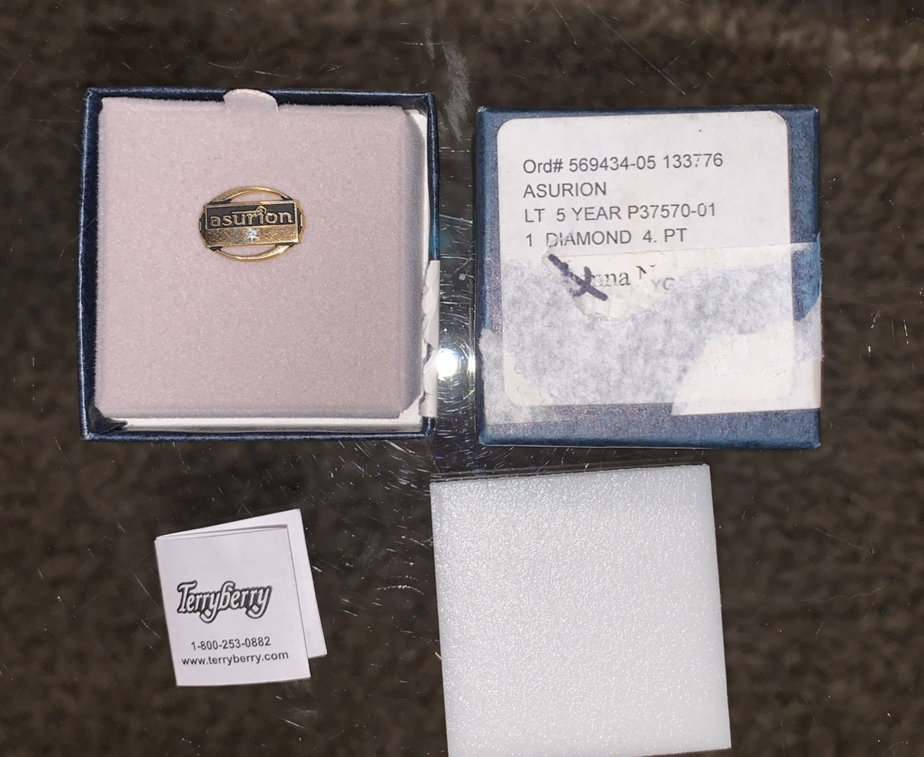Rare Find Asurion 1 Diamond 4 PT 1/10 10k Gold Employee Service Pin Terry Berry