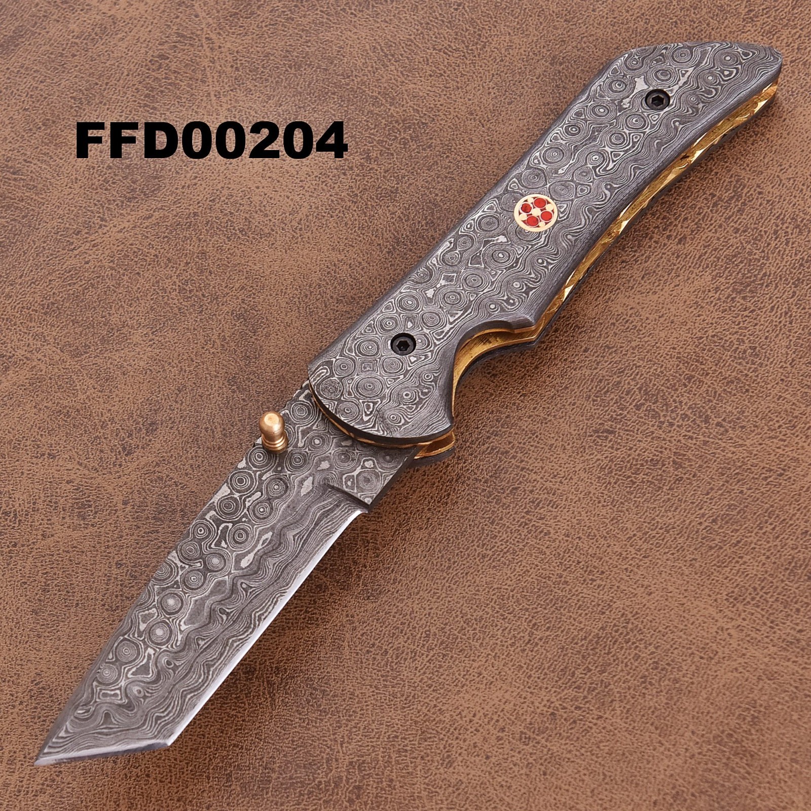 SHARD™ Custom Hand Forged Damascus Steel Lockback Folding Pocket Knife W/Sheath
