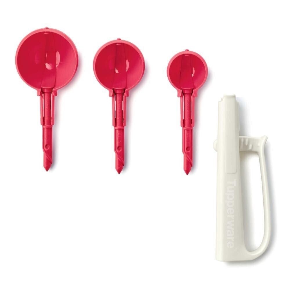 Tupperware Portioning Scoop Set Cookie Kitchen Tool 3 Sizes Red Tupperware Portioning Scoop Set Cookie Kitchen Tool 3 Sizes Red