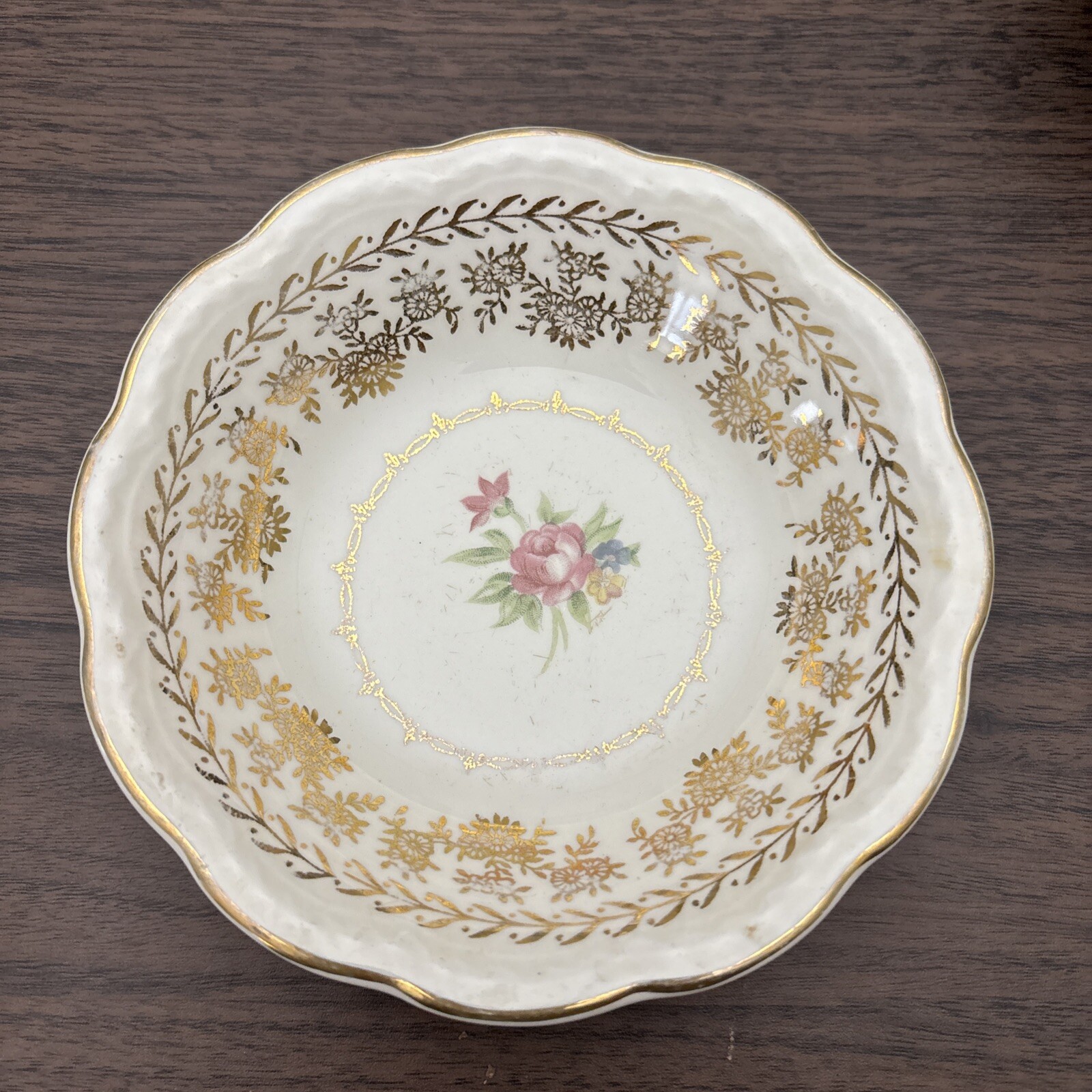 Vintage Lot Of 5 pcs. Stetson China American Beauty 22 kt Gold Bowls Flowers