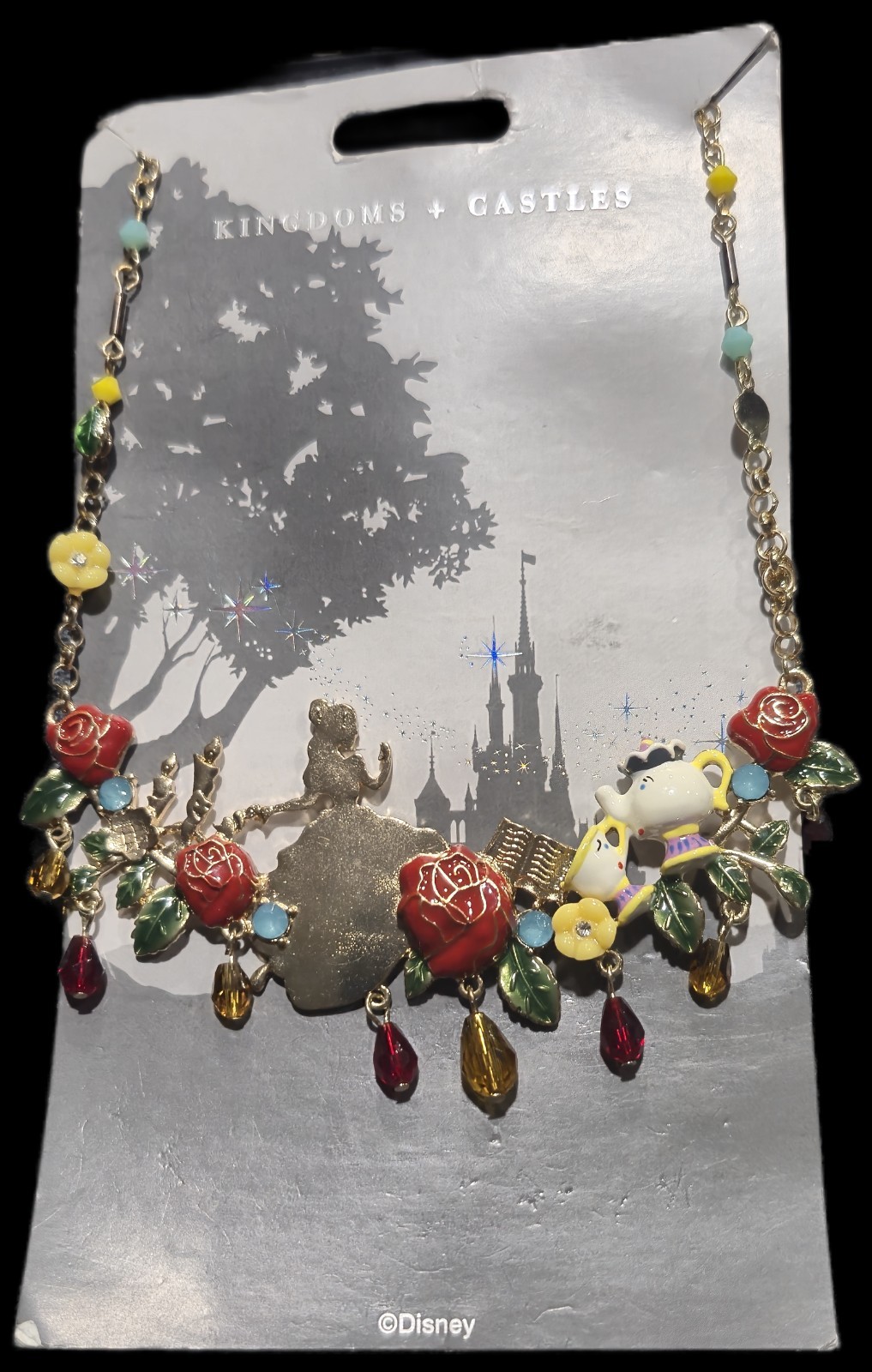 Disney Parks  Kingdoms And Castles Beauty & the Beast Floral Necklace 