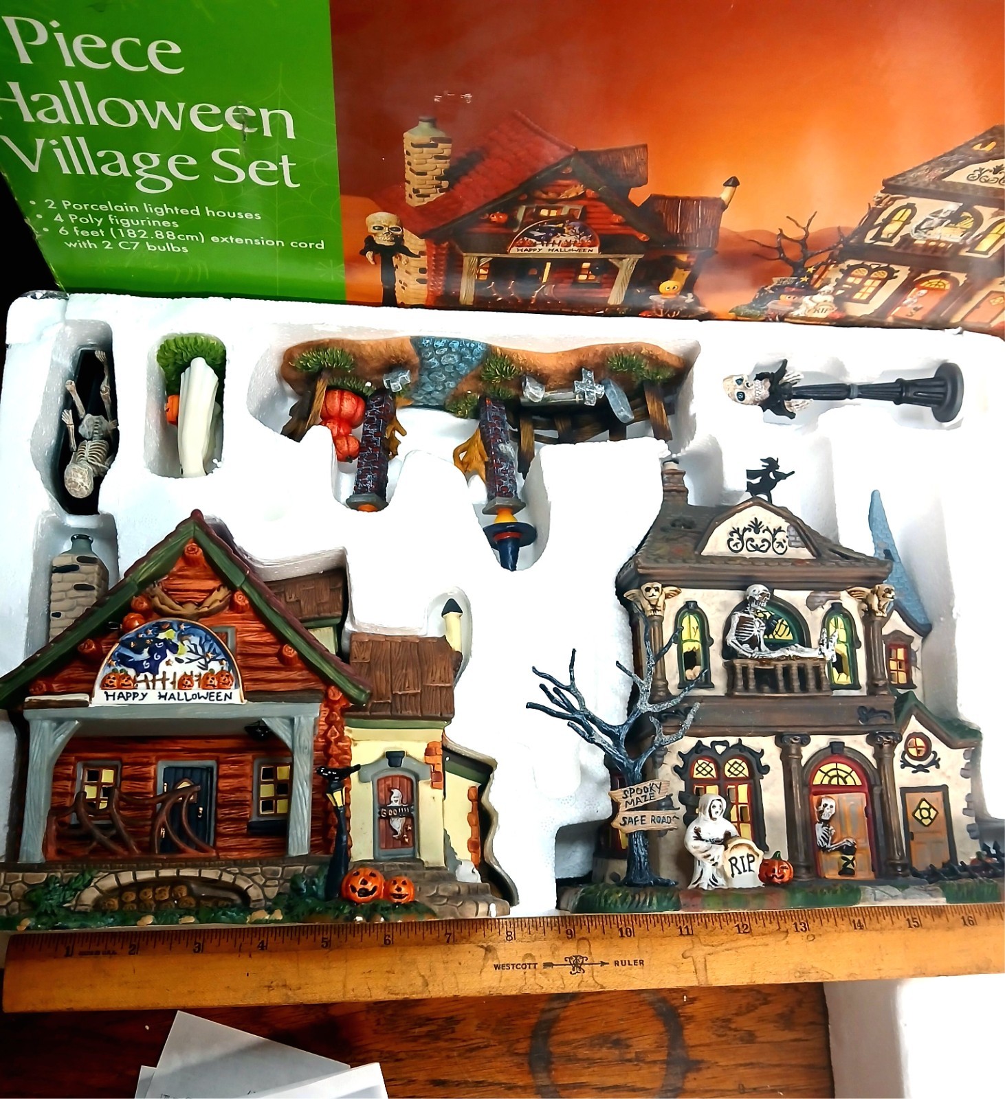 vintage halloween village 7-piece - Walmart Dept 18 unused
