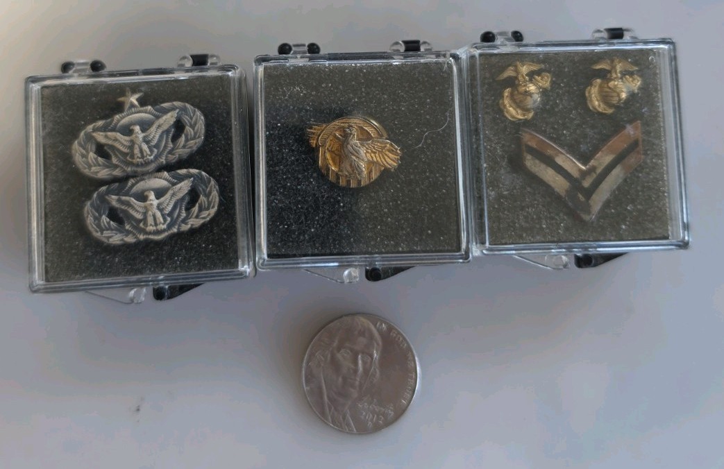Vintage WWII Sterling SS Ruptured Duck Air Force and Marine Insignia in cases Vintage WWII Sterling SS Ruptured Duck Air Force and Marine Insignia in cases
