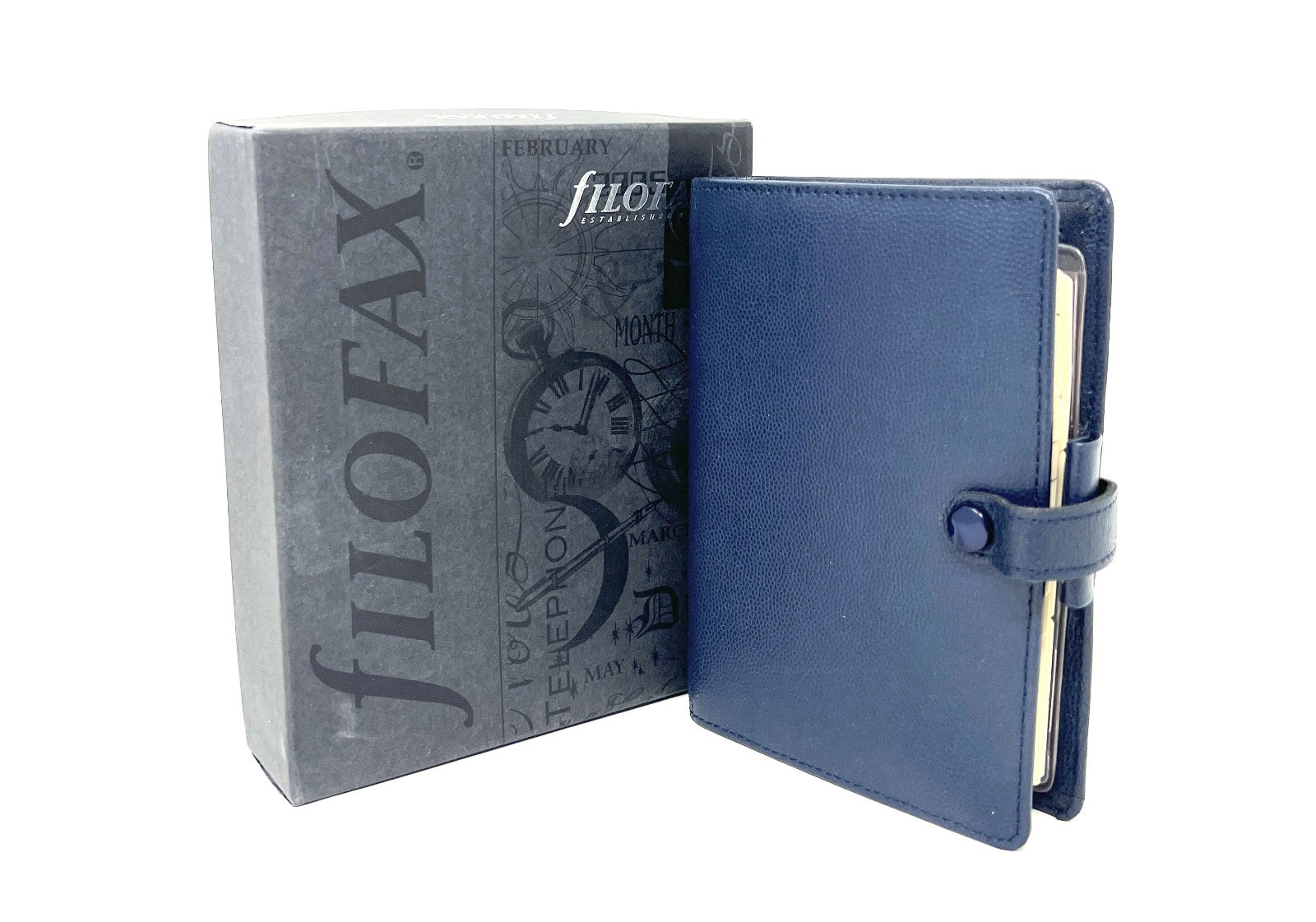 Filofax Piccadilly Pocket Leather Navy Blue Agenda Organizer - New Box
