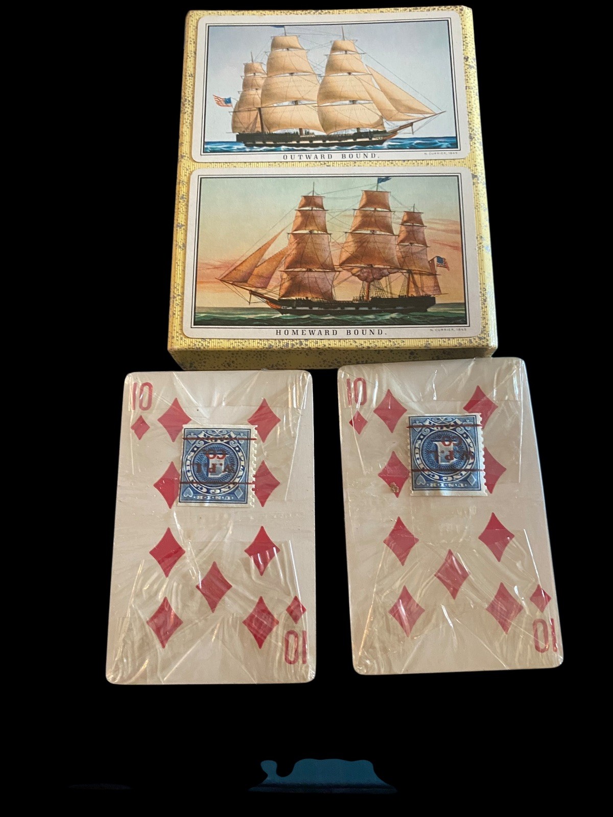 Vintage Currier and Ives Outward Bound & Homeward Bound Playing Cards + Case New