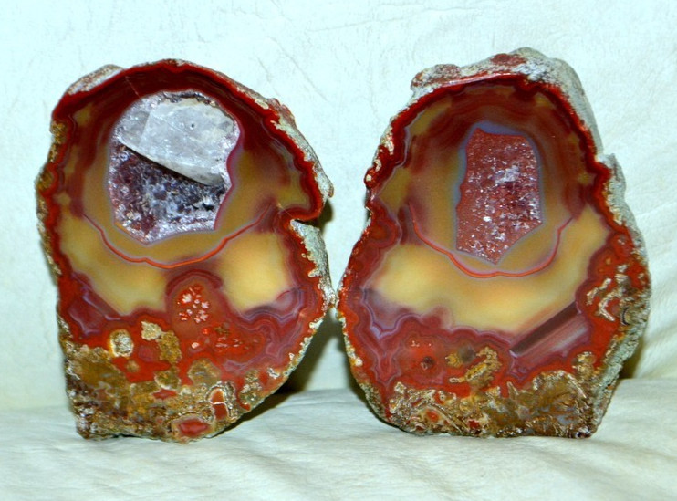 Pair Condor Agate w/ calcite inclusion from Argentina * rare * Collector Piece