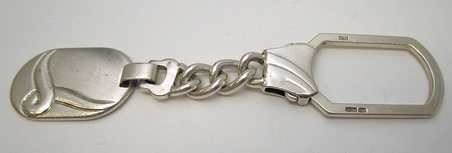 Vintage Italian Designer Sterling Silver Key Ring No Monogram-Never Used