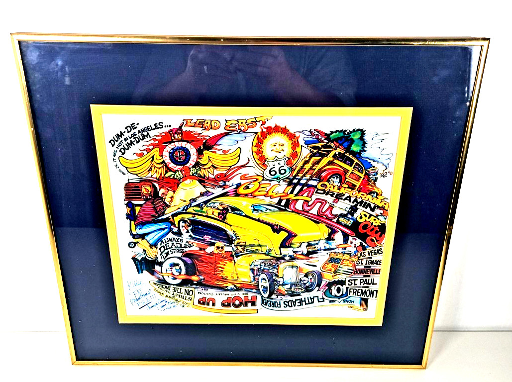Rare Signed Dave Bell Orig. Color Hot Rod Illustration Personalized to 